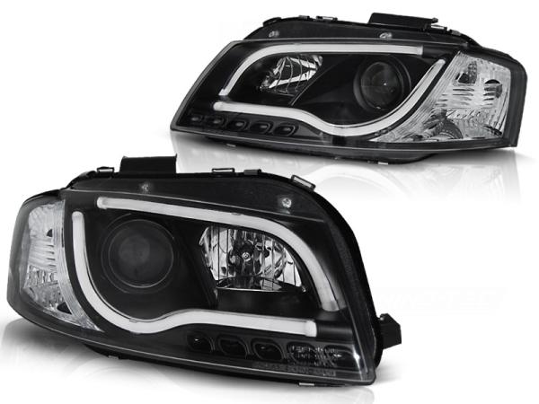 LED Tagfahrlicht - Design Scheinwerfer für Audi A3 8P 04-08 schwarz